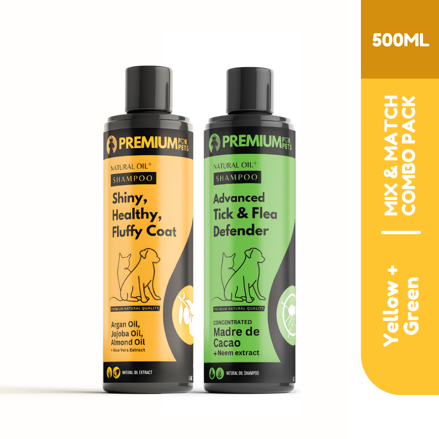 Fluffy Coat + Tick & Flea Defender Combo | 2-in-1 Organic Pet Shampoo Set