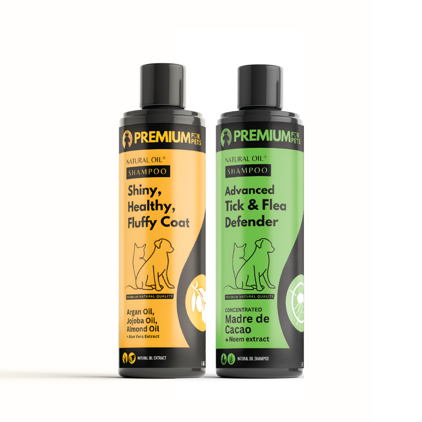 Fluffy Coat + Tick & Flea Defender Combo | 2-in-1 Organic Pet Shampoo Set