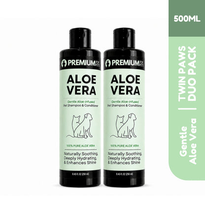 TWIN PAWS DUO – 2 Organic Aloe Vera Pet Shampoos