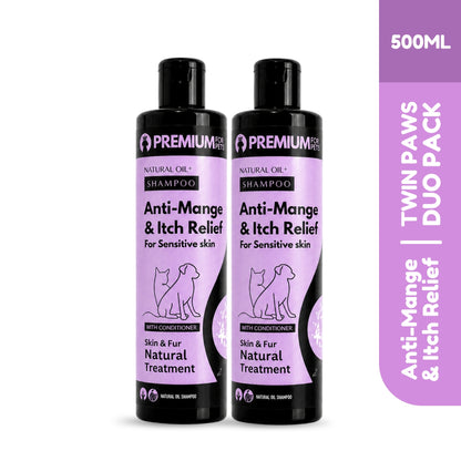 TWIN PAWS DUO – 2 Organic Anti-Mange Shampoos for Sensitive Skin