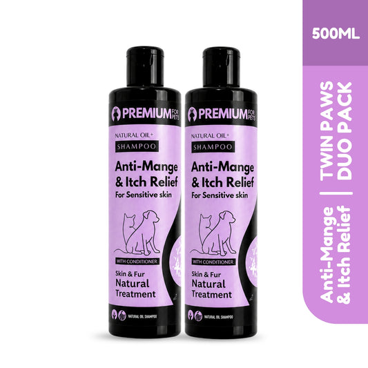 TWIN PAWS DUO – 2 Organic Anti-Mange Shampoos for Sensitive Skin