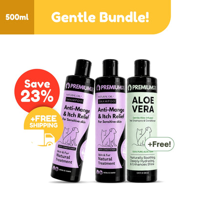 GENTLE CARE BUNDLE – 2 Anti-Mange & Itch Relief + 1 Aloe Vera Shampoo