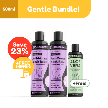 GENTLE BUNDLE 2 Anti-Mange & Itch Relief For Sensitive Skin + Free Aloe Vera Shampoo